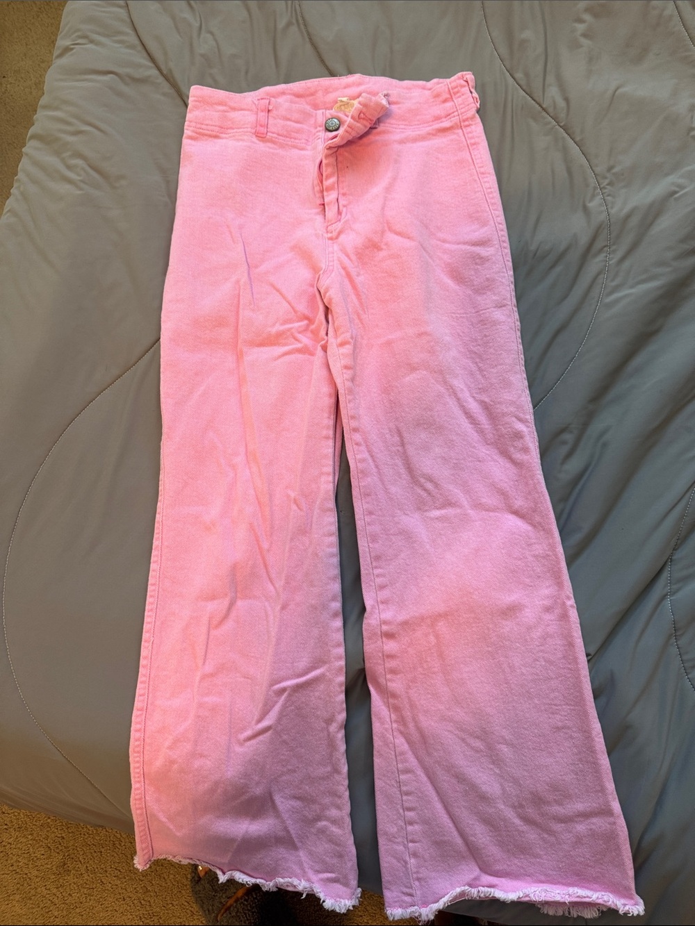 Pink cropped Women's flare Jeans